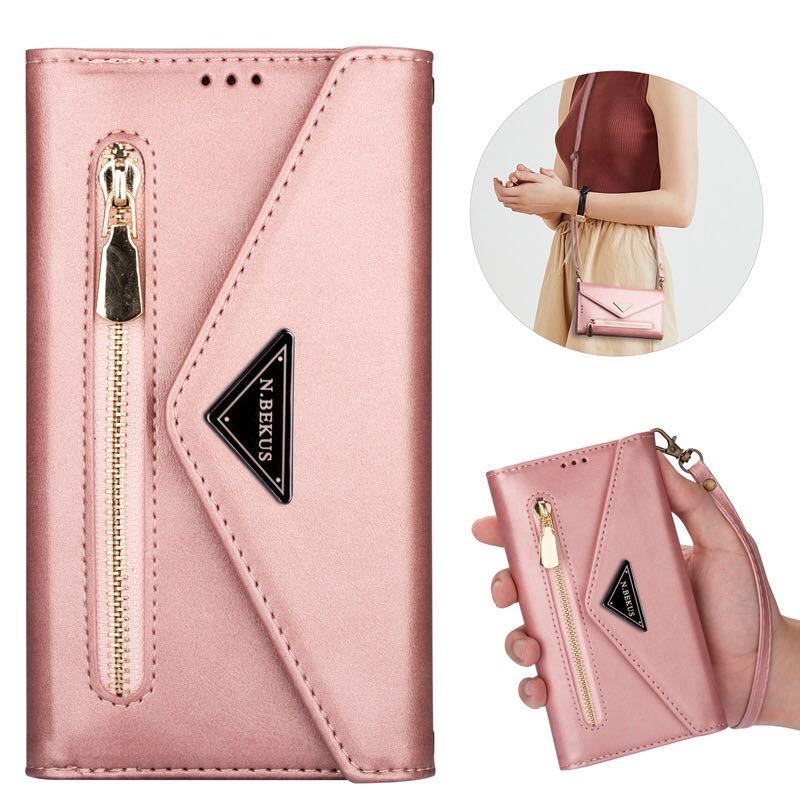 iPhone 13 leather case iPhone 13 shoulder case notebook type card storage with strap .