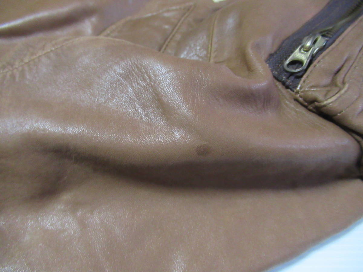  Pink House print sheep leather leather MA-1 flight jacket tea 