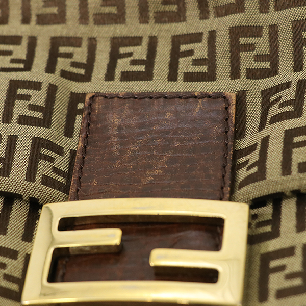 フェンディ FENDI ズッカ柄 ダークブラウン キャンバス レザー ズッカ柄 ショルダーバッグ 肩掛け 鞄 レディース 【xx】【中古】_画像8