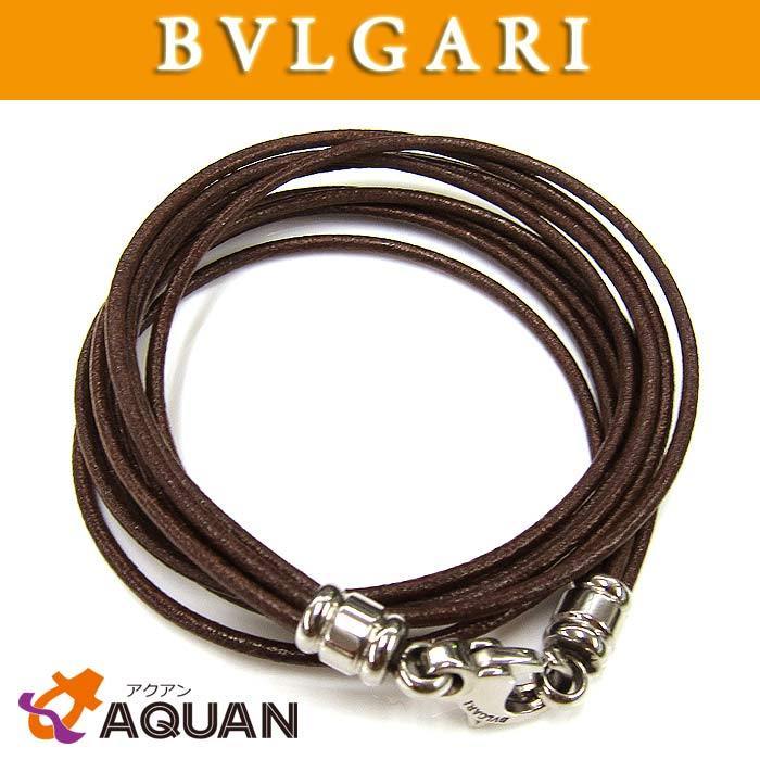 BVLGARI BVLGARY leather choker 2 ream bracele Brown 2WAY beautiful goods accessory 4111