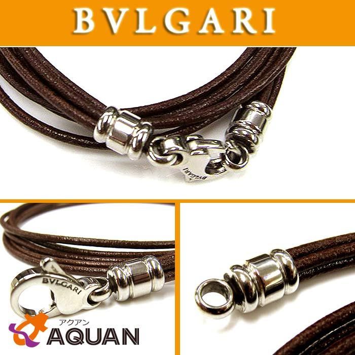 BVLGARI BVLGARY leather choker 2 ream bracele Brown 2WAY beautiful goods accessory 4111