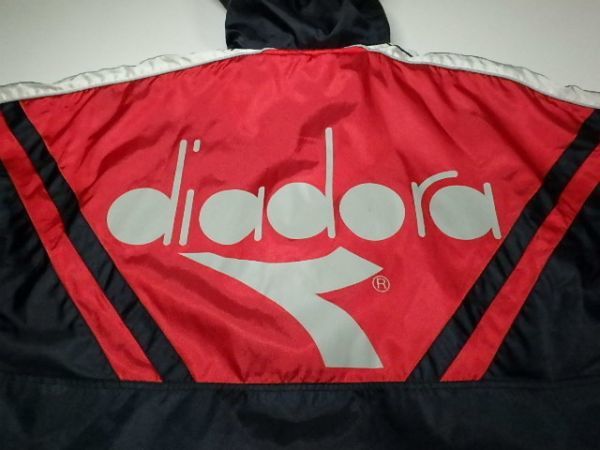 90\'s Diadora rare! big Logo reverse side boa bench coat F