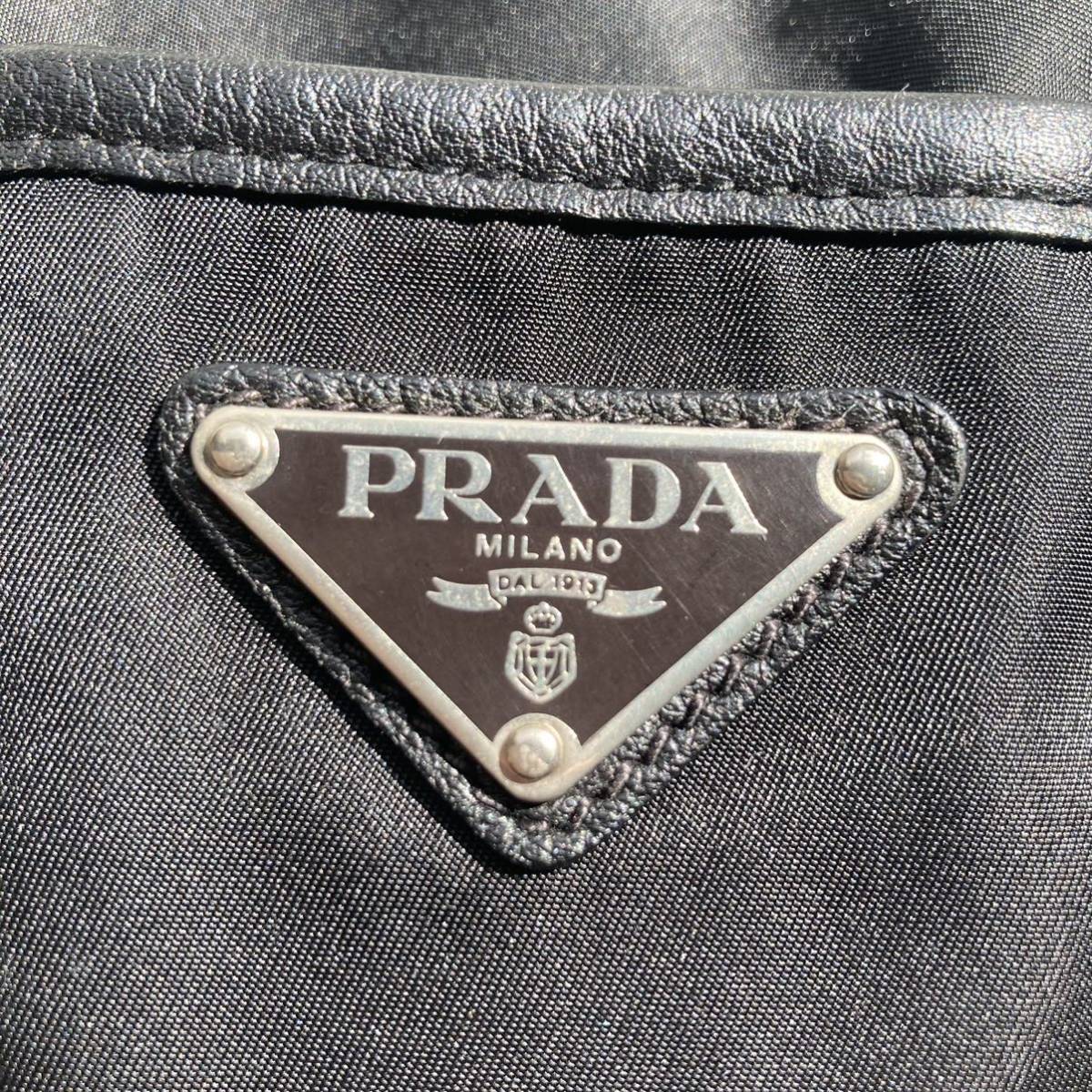 PRADA プラダ トートバッグ 肩掛け ナイロン テスート レザー 三角