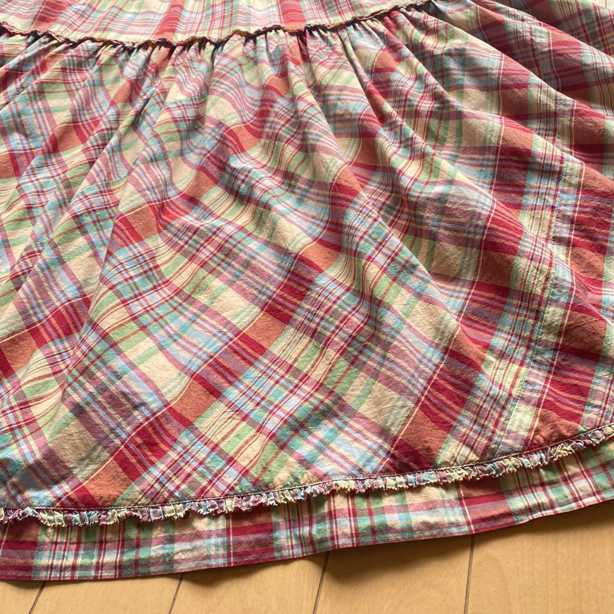 訳あり ピンクハウス 初期 チェック柄ロングワンピース サッシュベルト付き カネコイサオ ワンダフルワールド