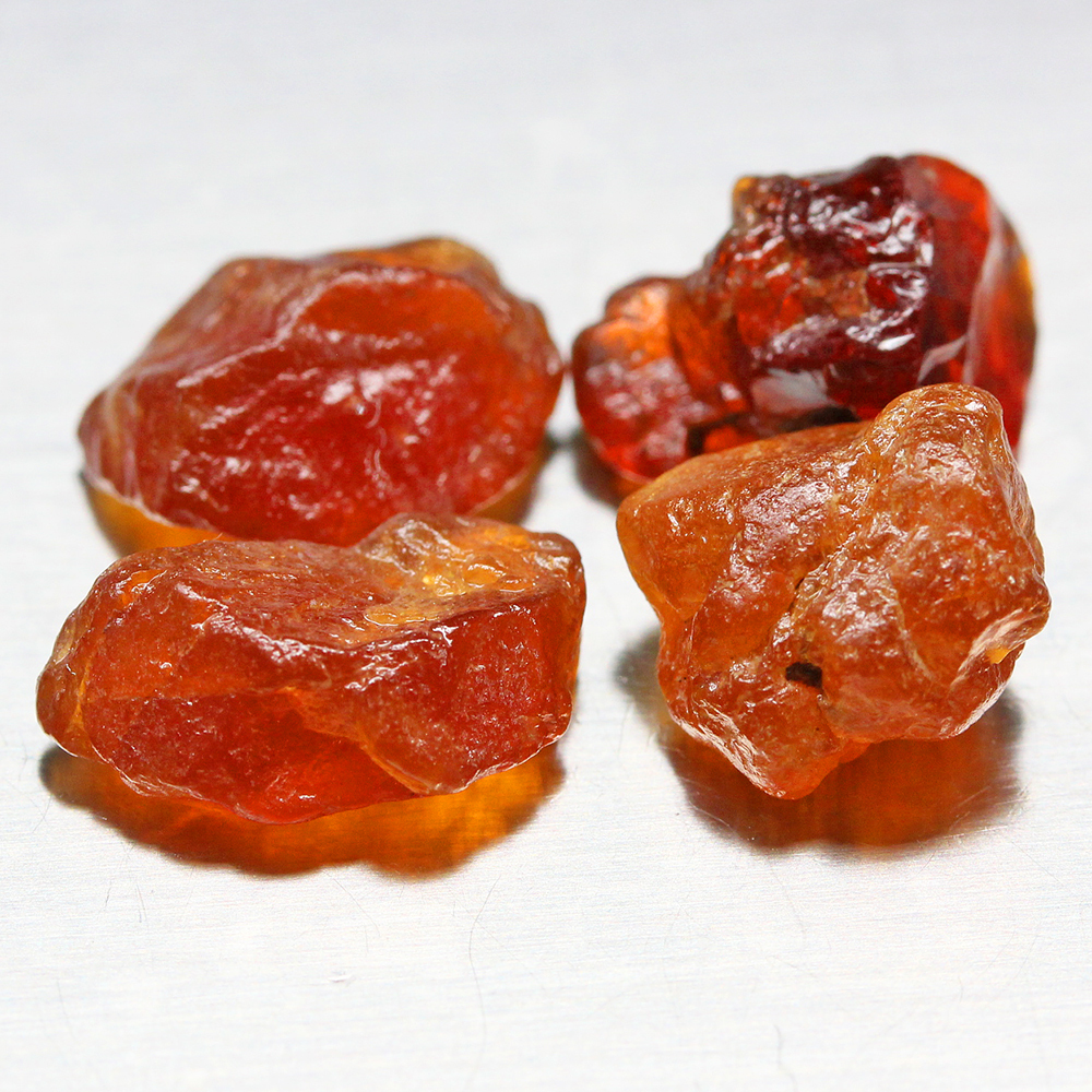 【世界の原石:スぺサルタイト 4個組 36.42ct:8038】非加熱 ナミビア産 ガーネット Natural Spessartite Garnet Rough 鉱物 Namibiaの画像3