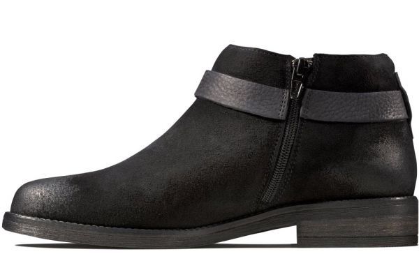 送料無料 Clarks 24.5cm ブーツ ブラック スエード レザー ジッパー シルバー バックル レースアップ フォーマル スニーカー パンプスAAA1_画像7