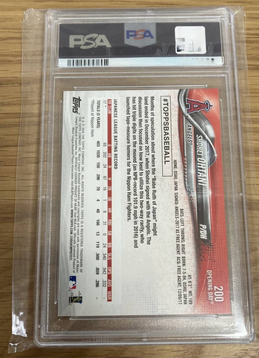 PSA10 2018 Topps Opening Day #200 Shohei Ohtani RC 大谷翔平 ルーキーカード　/GEM MINT 最高評価 鑑定済みカード MVP_画像2