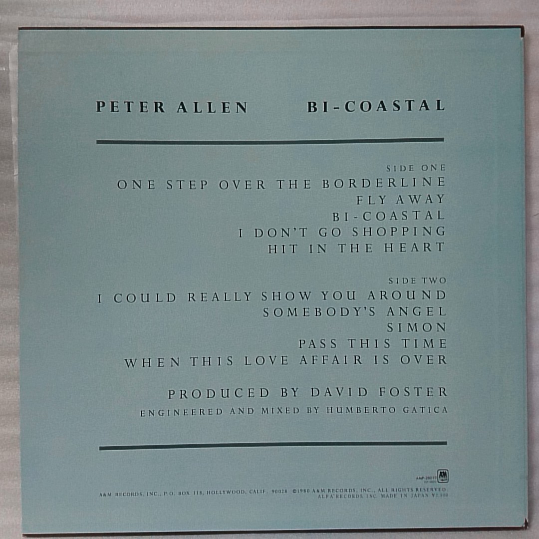 ★★ピーターアレン PETER ALLEN BI-COASTAL★国内盤★アナログ盤 [1173RP_画像2