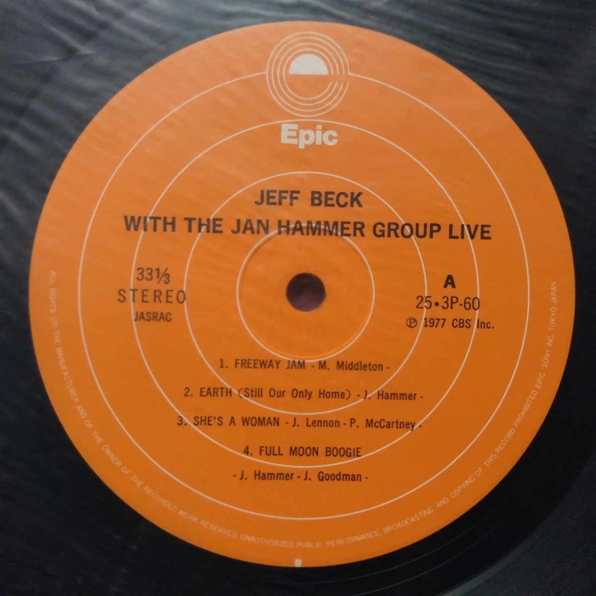 JEFF BECK WITH THE JAN HAMMER GROUP LIVE ★ ジェフベック 1977年リリース ★国内盤 アナログ盤 [58TP_画像3