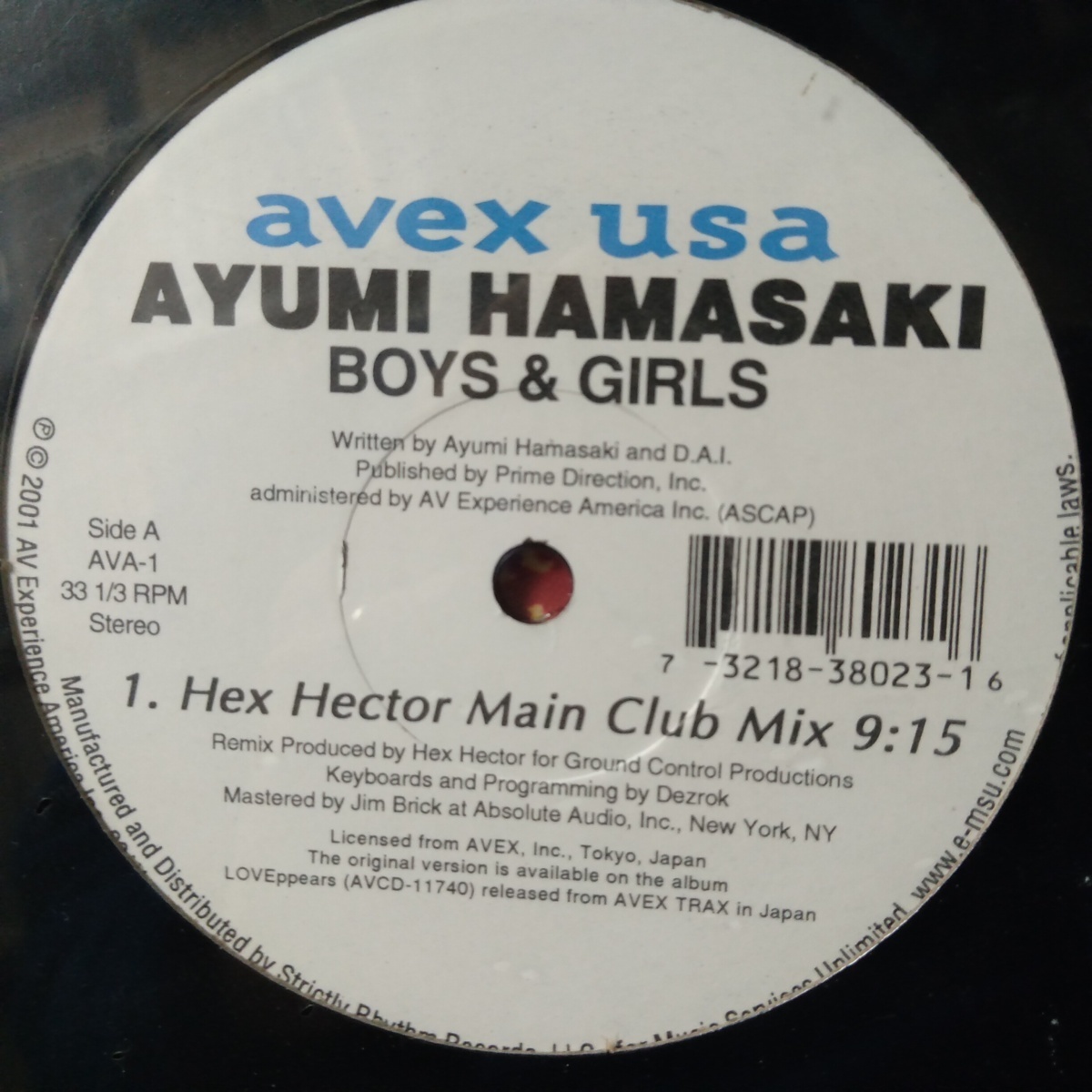 * unopened record * Hamasaki Ayumi BOYS & GIRLS # REMIX:HEX HECTOR * 12 -inch AVEX USA * US record analogue record [6277RP