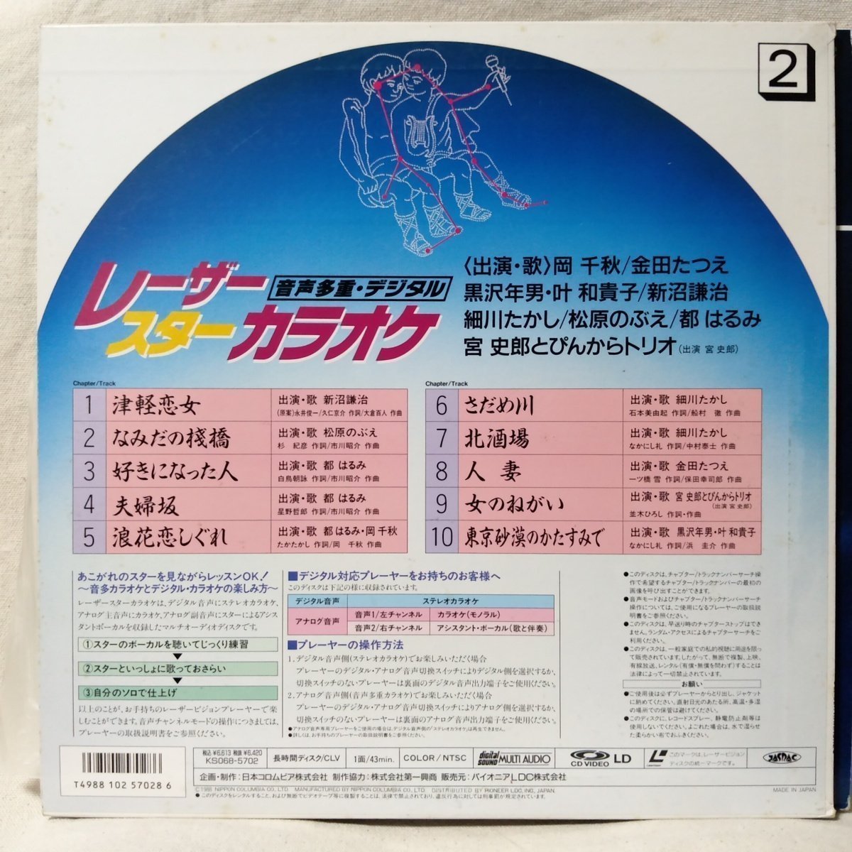 LD Laser Star karaoke 2* performance *.: gold rice field .../ new marsh hing ../ small river .../ Matsubara. ../ capital is ..etc * laser disk [9243RP