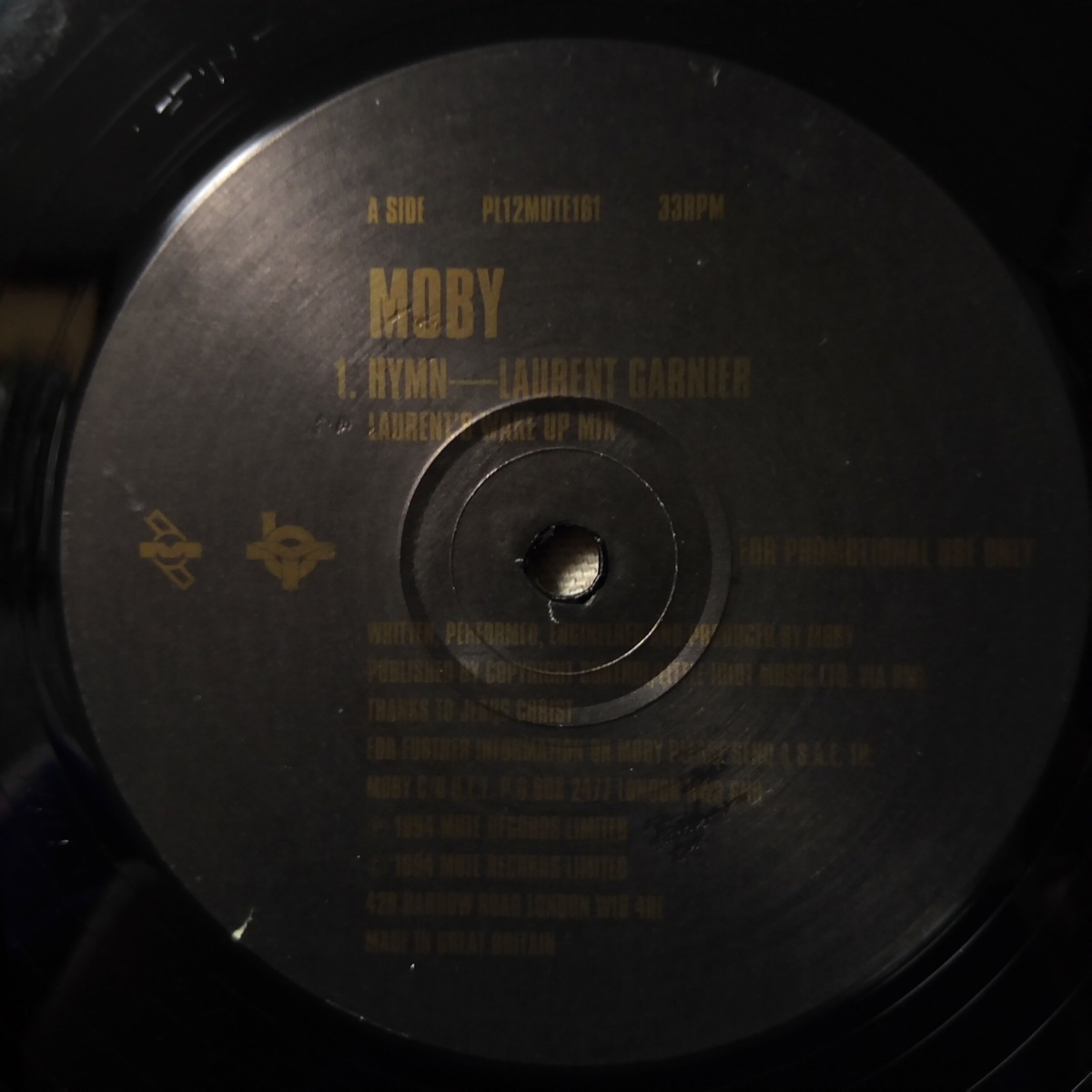 MOBY HYMN ★ LAURENT GARNIER REMIX!! ★ MUTE 1994年リリース UK盤 12インチ ★ アナログ盤 [7254RP_画像3