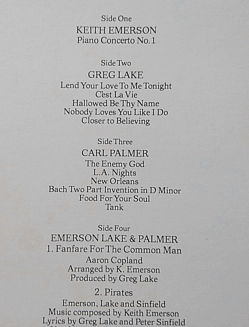★★ EMERSON LAKE & PALMER WORKS ★ 1977年リリース ★ 国内盤 アナログ盤2枚組 [4680RP_画像3