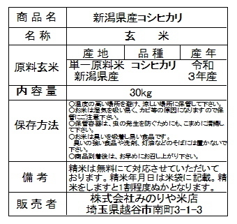 即決!令和3年産 送料無料 新潟 コシヒカリ玄米 ３０kg_画像2