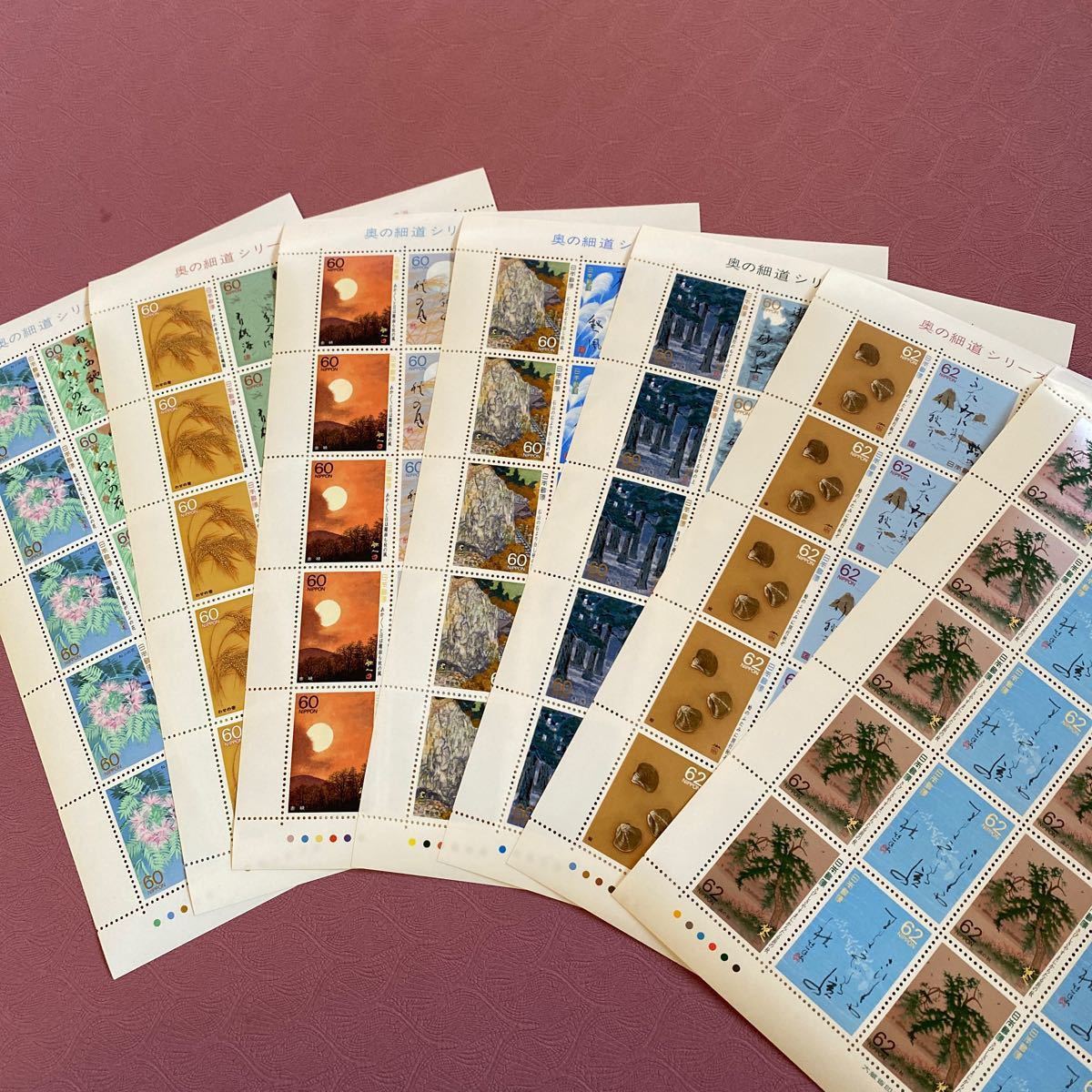 松尾芭蕉　奥の細道シリーズ　60円×20枚が1シートです　　19シートの出品です　切手趣味週間をオマケとして追加します。