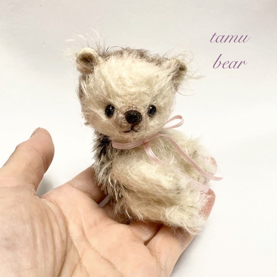 ハリネズミなクマちゃん ピンクリボン ハンドメイド テディベア