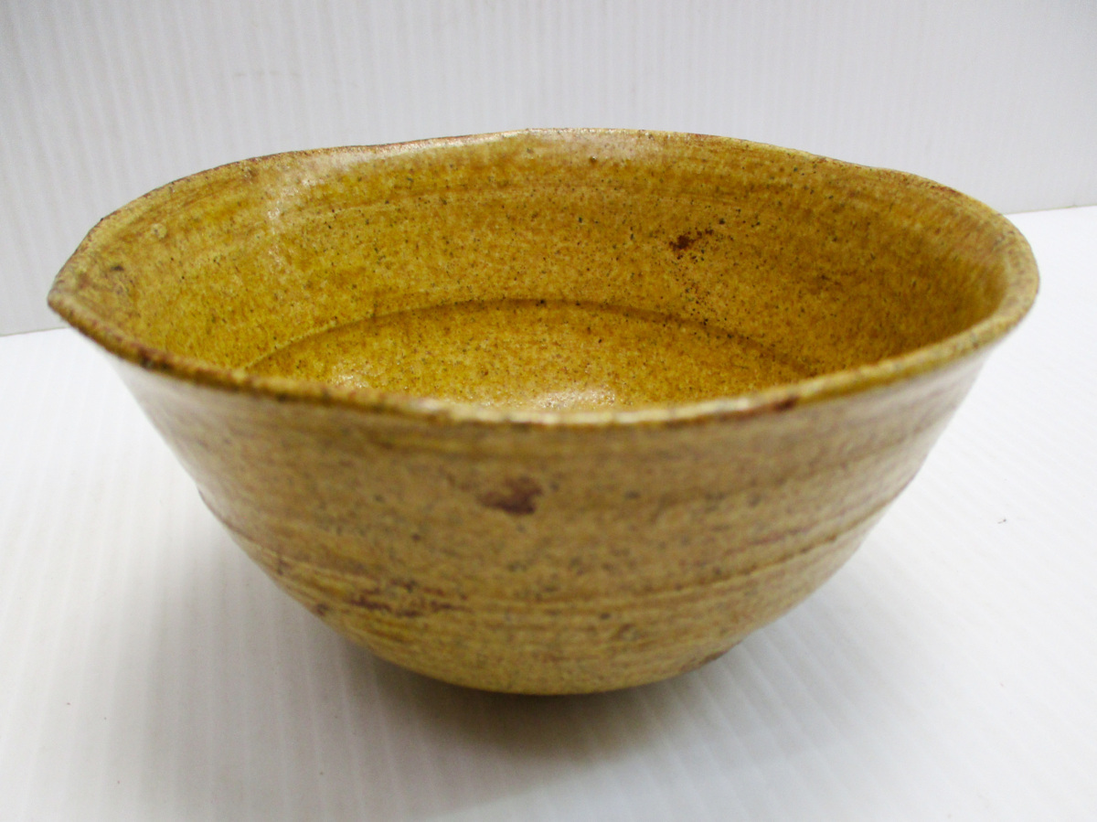 472『黄瀬戸 俵型 抹茶茶碗』 /骨董品 茶道具 古美術 アンティーク