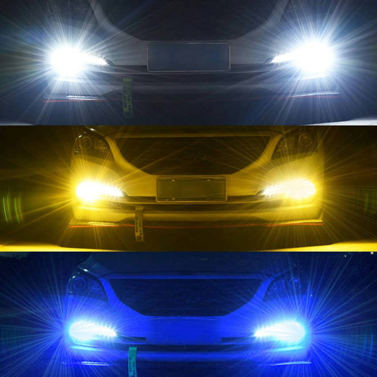 LED フォグランプ/ヘッドライト イエロー ホワイト ブルー フラッシュ HB3 3色 4パターン切替 8000LM×2 ファン冷却 2個_画像9