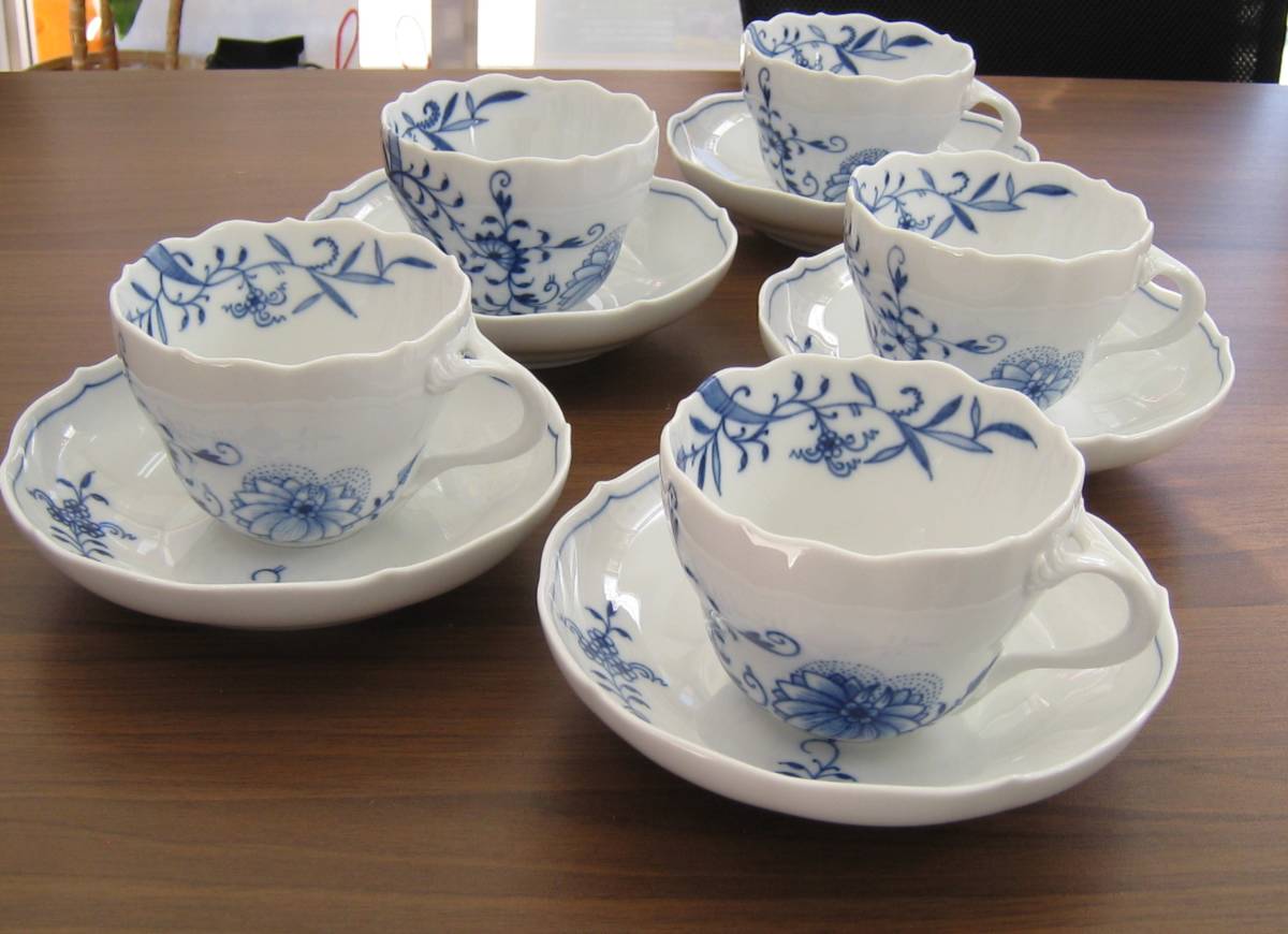 0812R MEISSEN マイセン ブルーオニオン コーヒーカップ＆ソーサー-