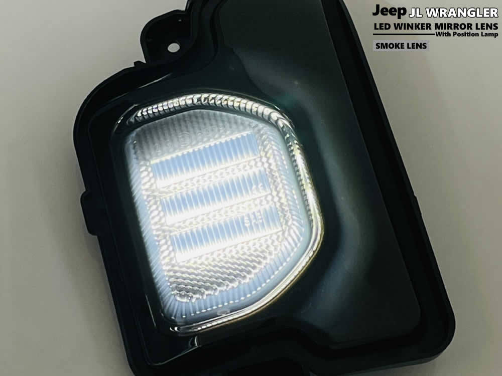 送料込 JEEP ラングラー JL ポジション付 LED ウインカー ミラー レンズ スモークレンズ 交換式 ドアミラー 在庫あり! ジープ Wranglerの画像5