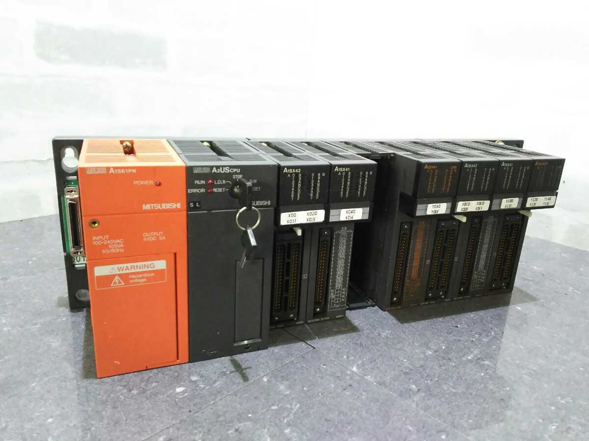 動作品】管W95 MITSUBISHI シーケンサ A1S61PN、A2USCPU、A1SX42(2個