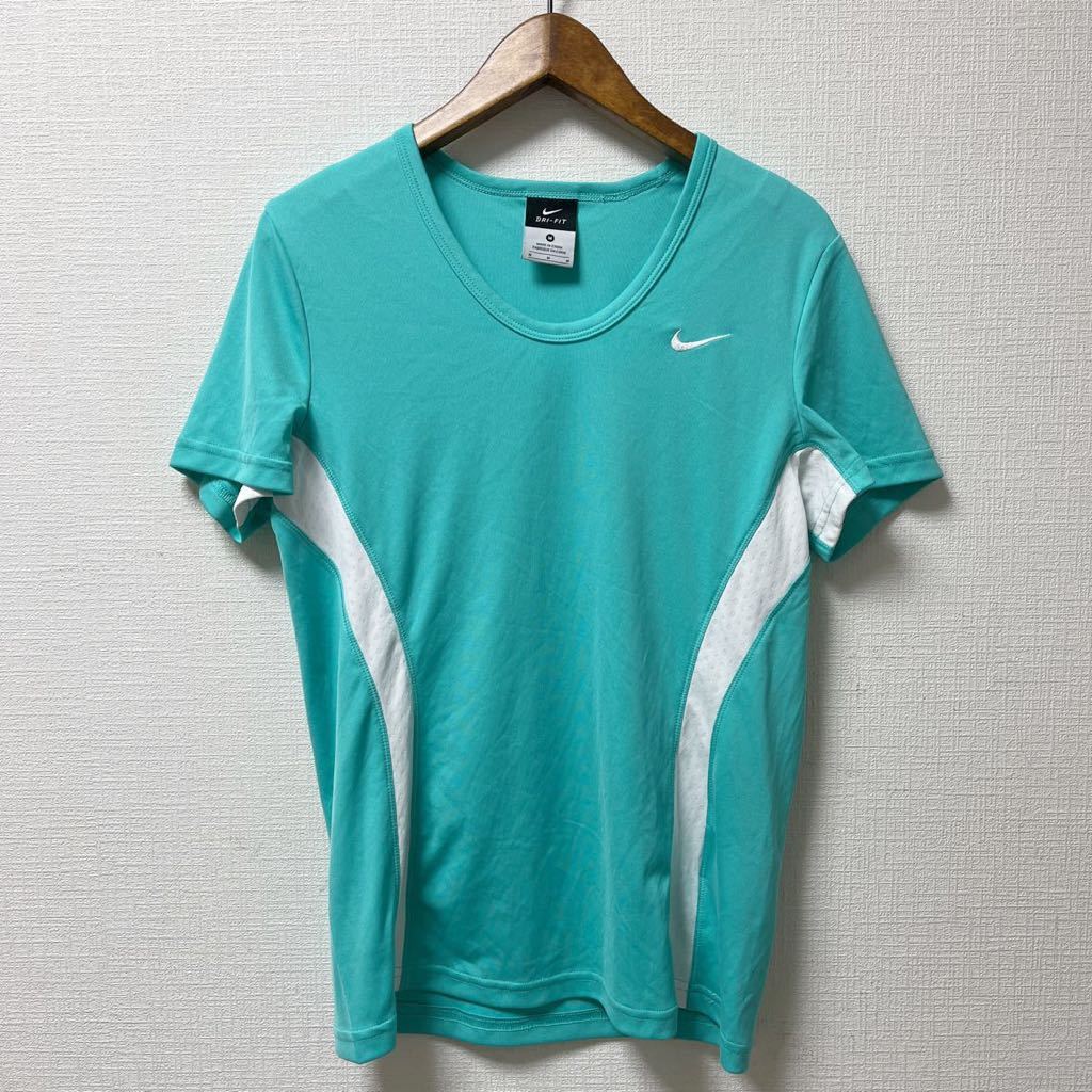 NIKE ナイキ レディース 半袖Tシャツ プラクティスシャツ Mサイズ エメラルドグリーン ポリエステル DRI-FIT_画像1