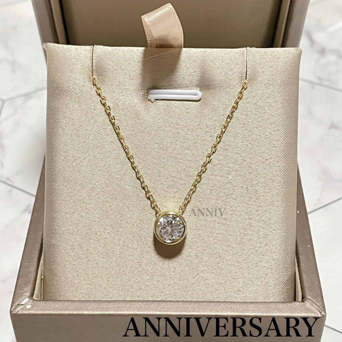 再入荷*最高級モアッサナイト 1.0ct ベゼルネックレス YG