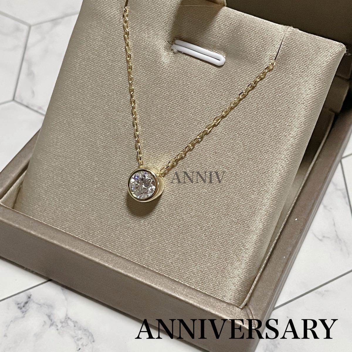 再入荷*最高級モアッサナイト 1.0ct ベゼルネックレス YG