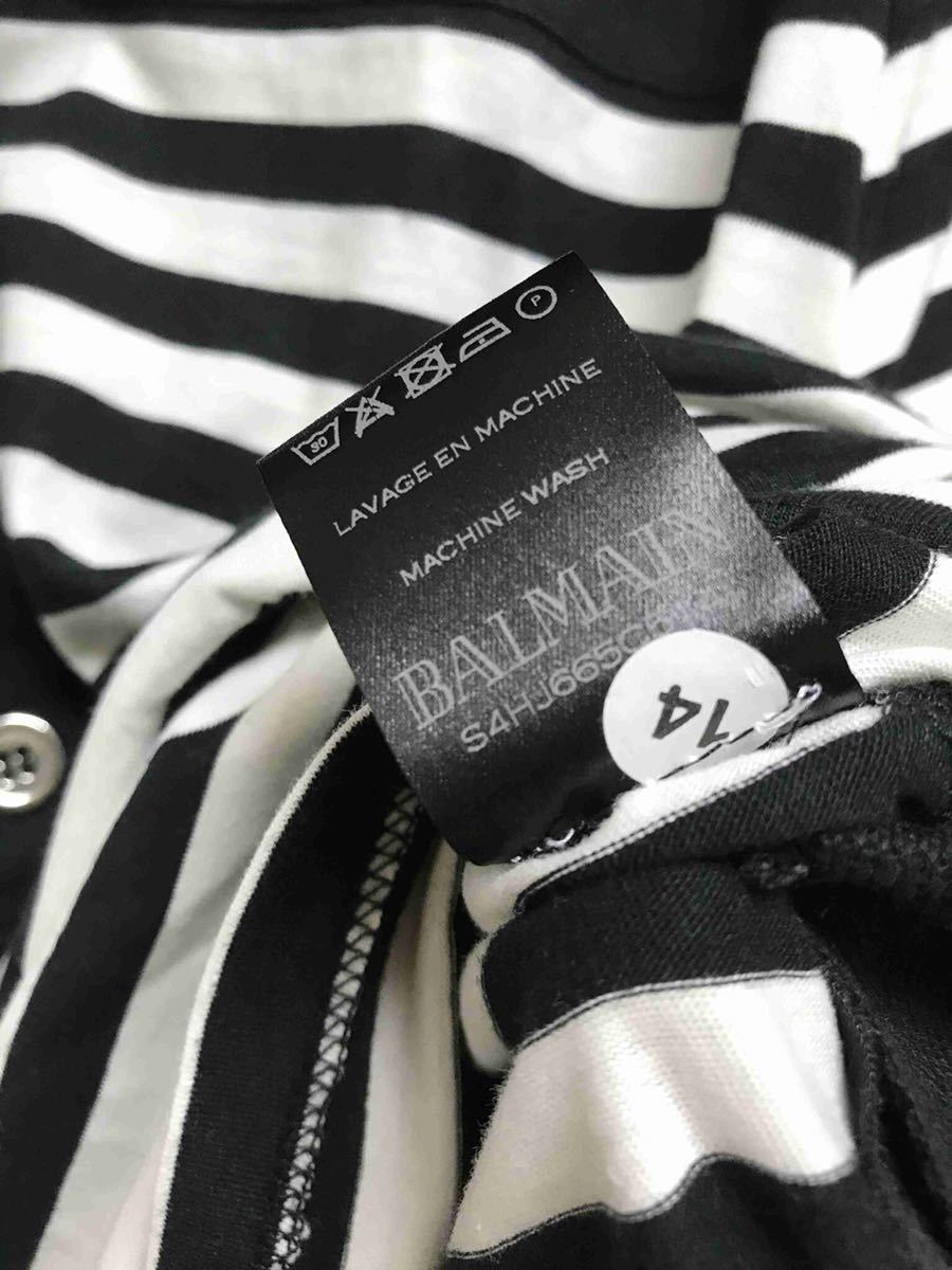 国内正規 14SS BALMAIN バルマン サイドジップ ボーダー ポロシャツ S