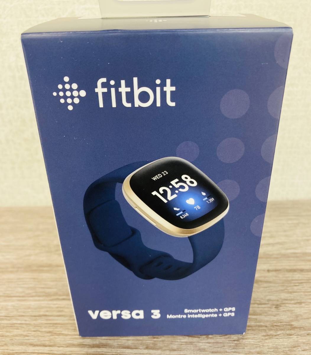N8388 [ не использовался товар ]fitbit Fit bit versa 3 midnight / soft Gold бренд смарт-часы многофункциональный GPS