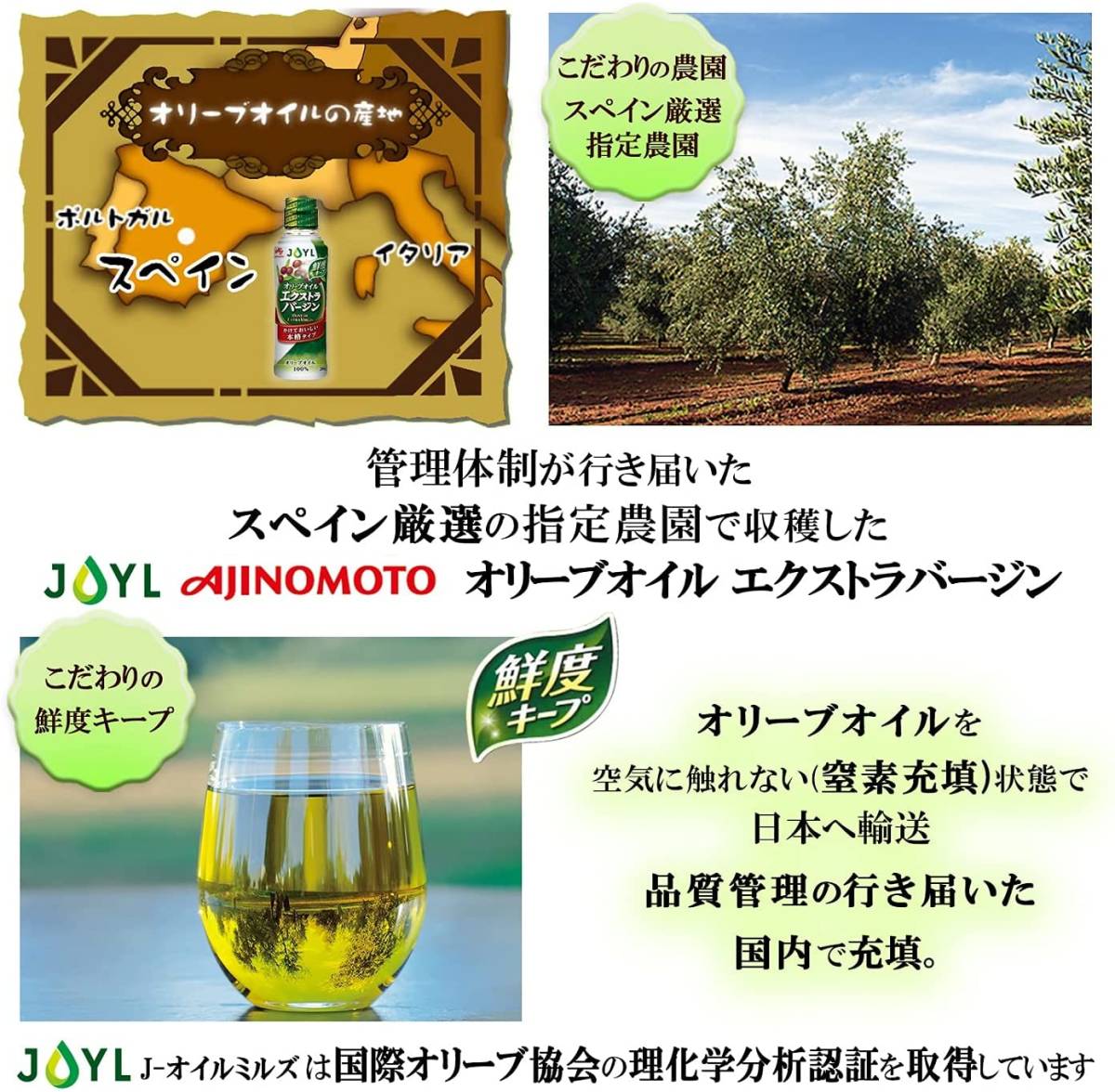 JOYL オリーブオイル エクストラバージン (オリーブオイル 100%) 味の素 J-オイルミルズ 瓶 400g_画像6