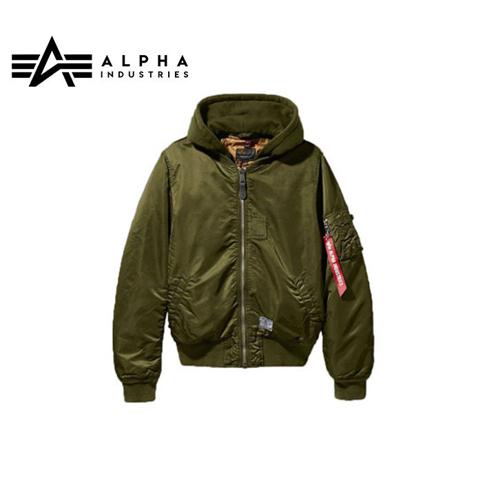 アルファインダストリー ALPHA INDUSTRIES MA-1 HOODED BATTLEWASH DARK GREEN Mサイズ ボンバー ジャケット alujm51502c1dgm