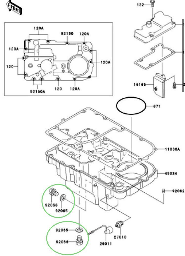 【送料無料】カワサキ純正ゼファー1100 ゼファー1100RS ドレンボルト ワッシャーセット(オイル フィルター エンジン パッキン ガスケット)_画像2