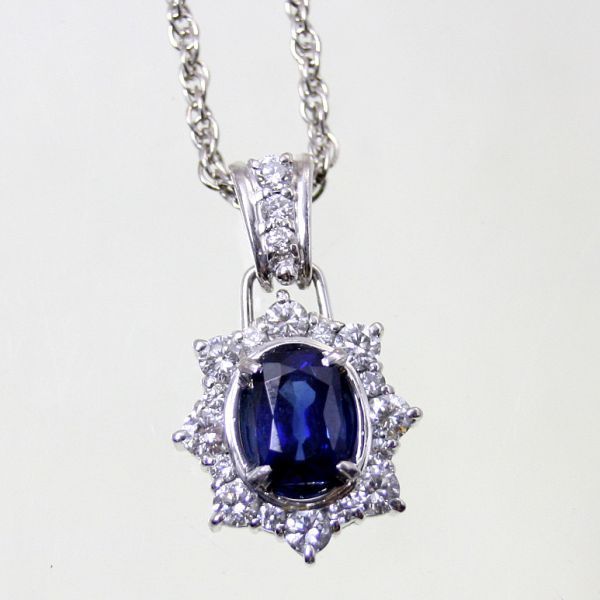【楽天最安値に挑戦】 ◎中古美品◎プラチナ サファイア 1.16ct ダイヤ 0.67ct ペンダント付ネックレス サファイア