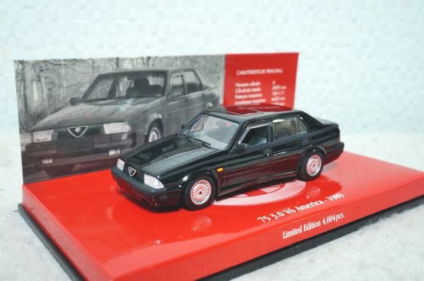  Minichamps Alpha Romeo 75 3.0 V6 America 1989 1/43 миникар чёрный ①