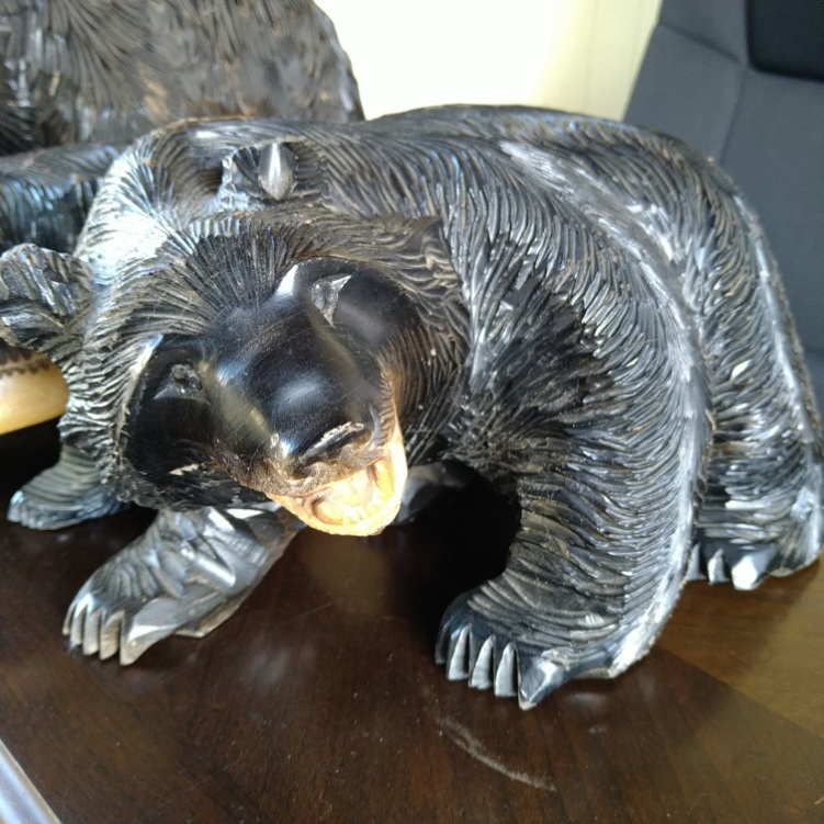  熊 くま置物 木彫 北海道 木工芸 昭和レトロ 木彫りの熊 インテリア セット_画像8