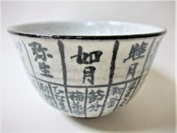 珍品□京焼 清水焼 「浅見よし三」新世紀暦手 染付茶碗 未 珍品□京焼 清水焼 「浅見よし三」新世紀暦手 染付茶碗 未