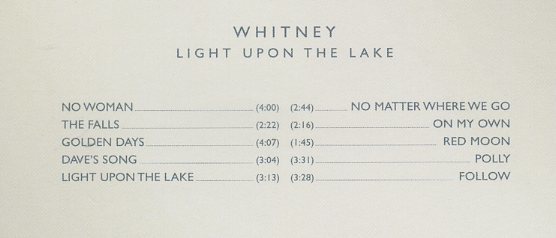 WHITNEY/ホイットニー◆『LIGHT UPON THE LAKE』輸入盤CDユーズド品_画像2