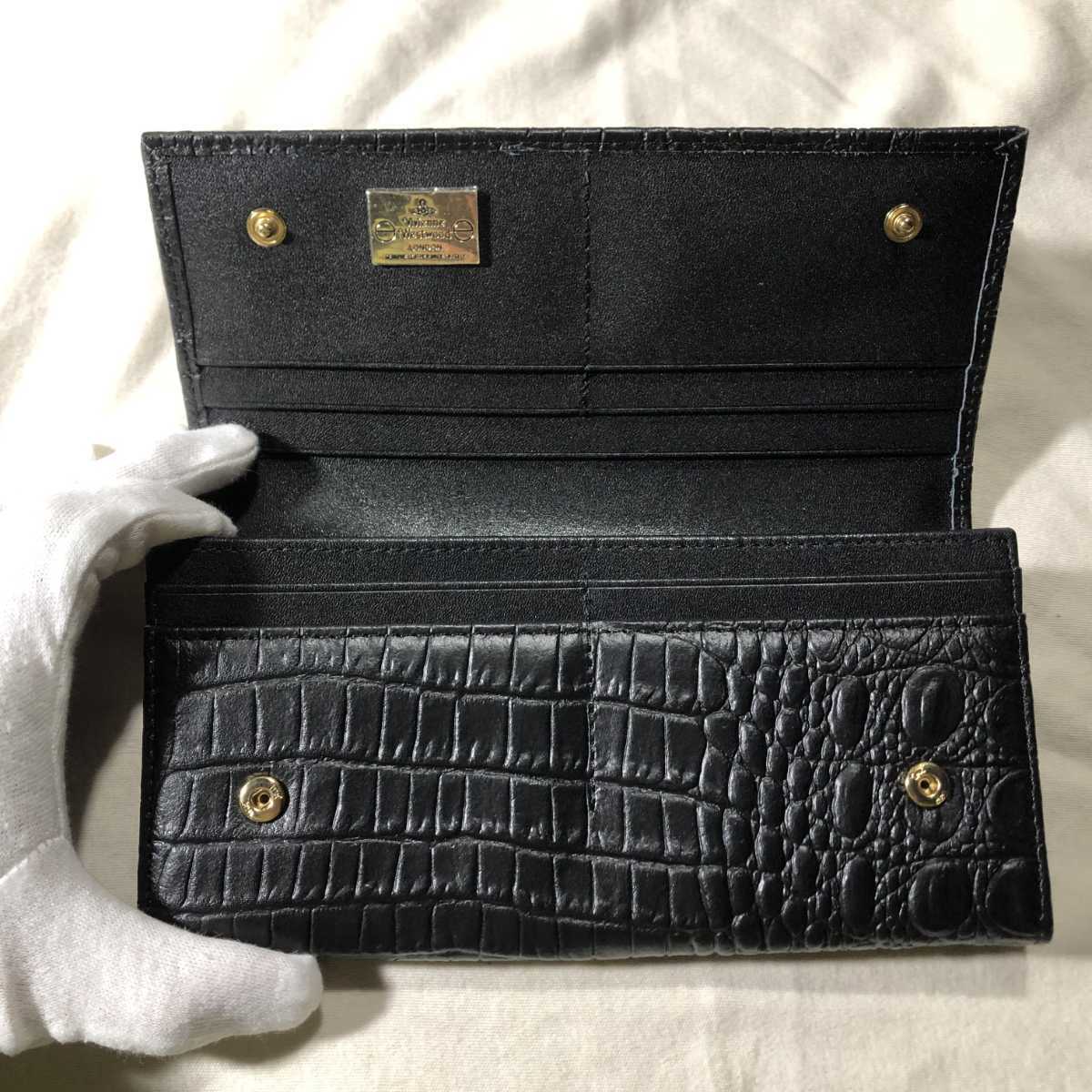 【新品・未使用】 ヴィヴィアンウエストウッド Vivienne Westwood 長財布 ブラック クロコ調 レディース 