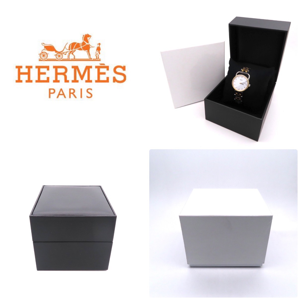 HERMES】エルメス 時計 'アルソー' GPコンビモデル ホワイト 美 HERMES】エルメス 時計 'アルソー' GPコンビモデル ホワイト 美