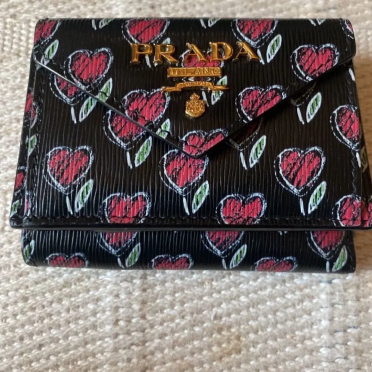 PRADA 三つ折り財布 VITELLO MOVE LOVE ハート | contifarma.pe