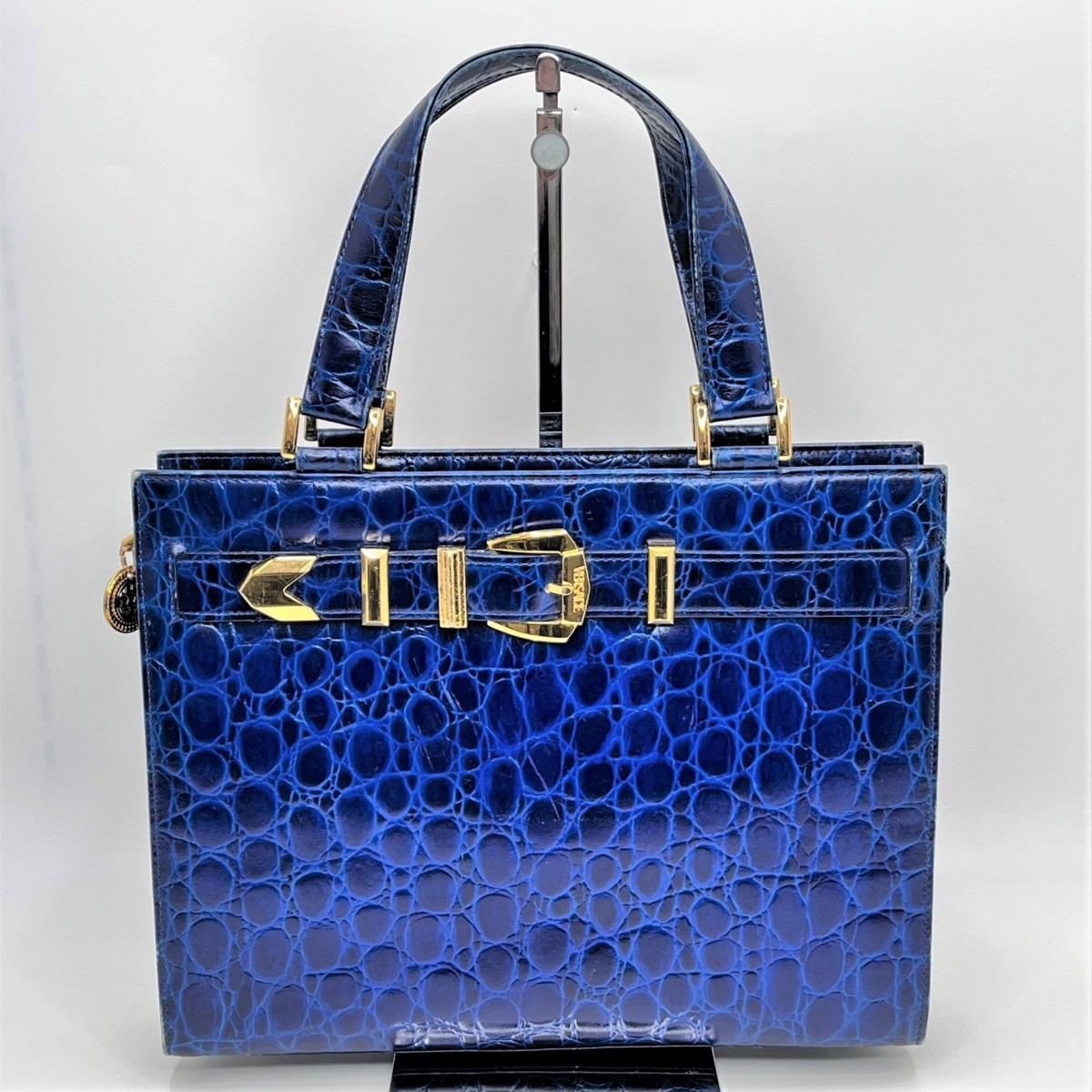 ヤフオク! - 【004】GIANNI VERSACE クロコ 型押しバッ...