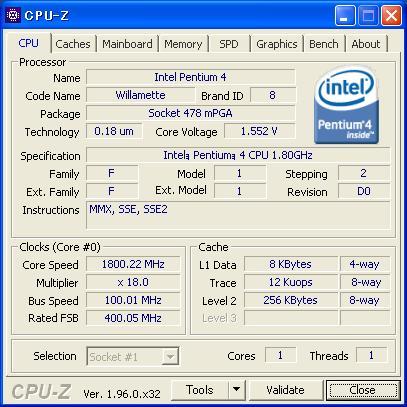 INTEL Pentium4 1.80 GHz (Willamette) Socket478 * used normal goods *