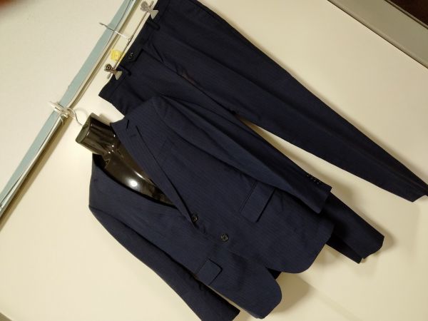 kkaa1983 ■ THE SUIT COMPANY ■ ザ スーツカンパニー スーツ シングル ウール混 青 ブルー 紺 ネイビー 175cm-6Drop M_画像1