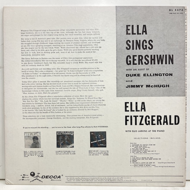 ●即決VOCAL LP Ella Fitzgerald / Sings Gershwin 31986 米オリジナル、黒銀 Dg Mono Flat エラ・フィッツジェラルド_画像4