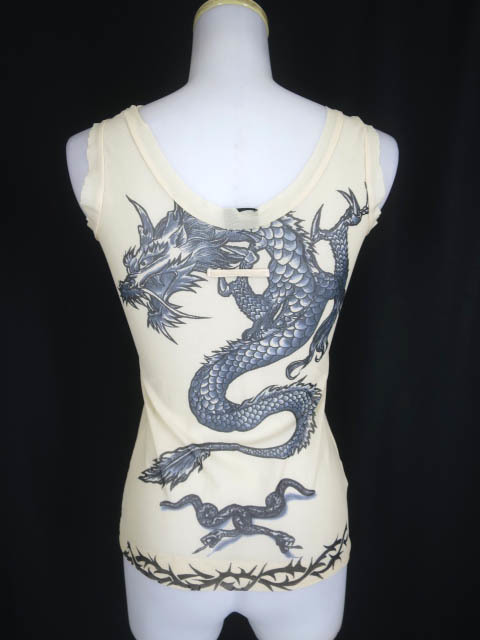 Jean Paul GAULTIER FEMME / SAFE SEX FOREVER タトゥー柄 DRAGON パワーネットタンクトップ / ジャンポールゴルチエフェム [B45115]_画像2