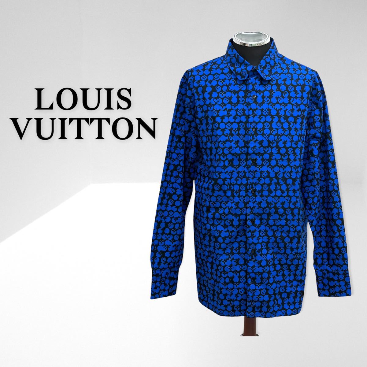 高級 LOUIS VUITTON ルイヴィトン 19AW パーフォレーテッド モノグラムパターン DNA 総柄 長袖シャツ メンズ HHS20W ORS