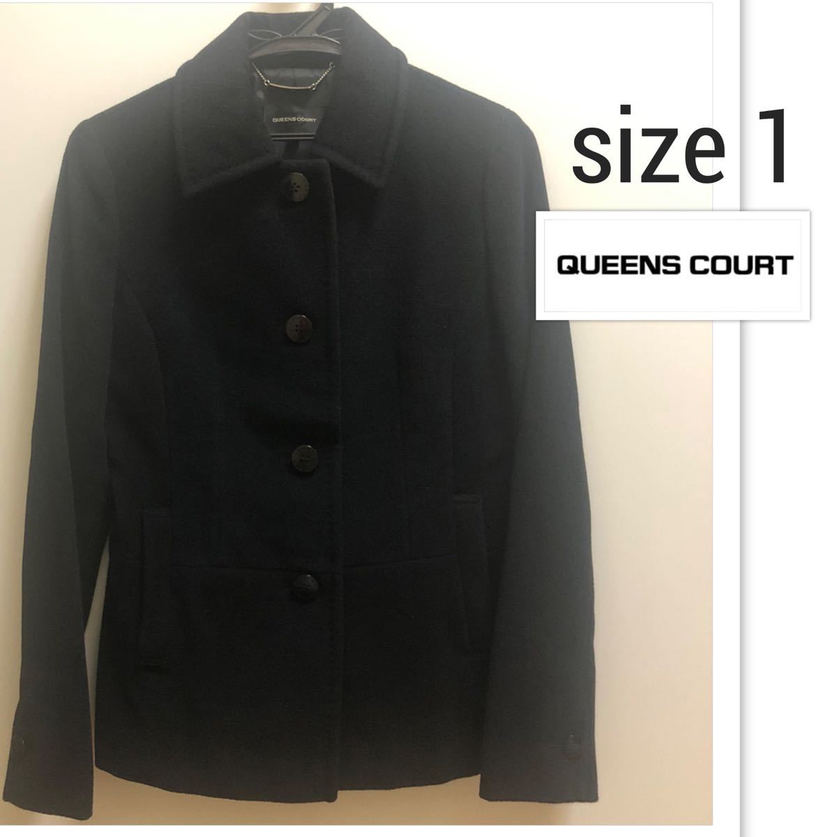 QUEENS COURT アンゴラ混コート　黒