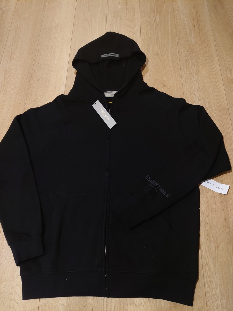 ジップアップパーカー essentials ブラック エッセンシャルズ Sサイズ エッセンシャルズ パーカー Sサイズ FOG ESSENTIALS FEAR OF GOD