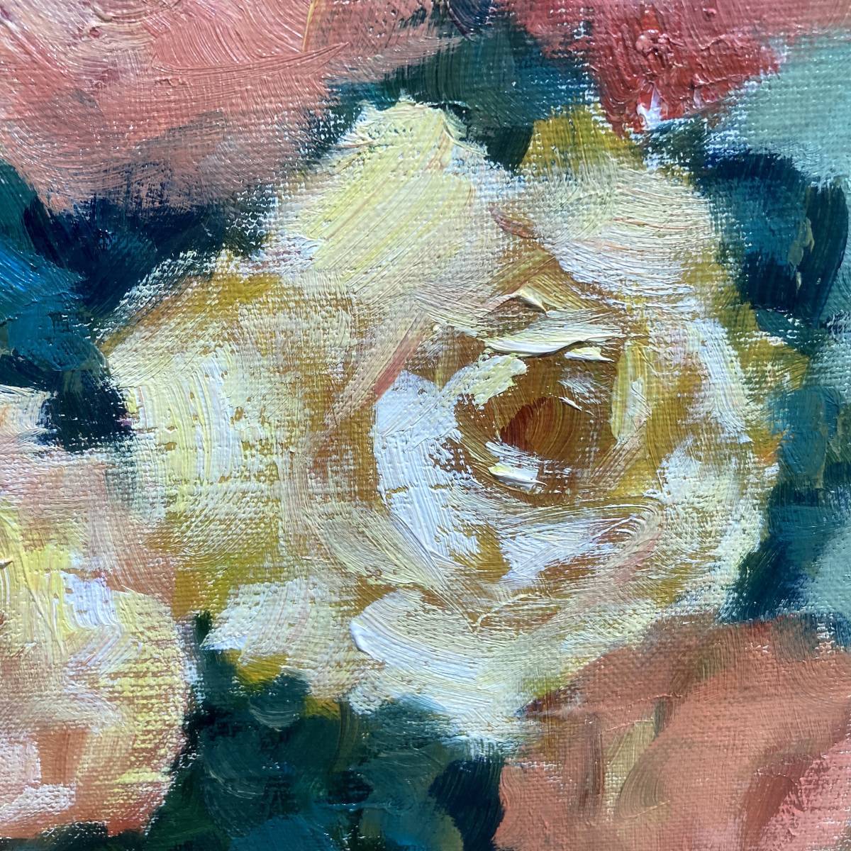B0BL0110 真作保証 希少 鈴木満雄作『薔薇』油彩画F4号 肉筆 サイン有 絵画 額装 美術品 裏書有 額付絵画 彩波会会友 お得なセール価格 油彩画 真筆保証 バラ M.鈴木 絵画/タペストリ